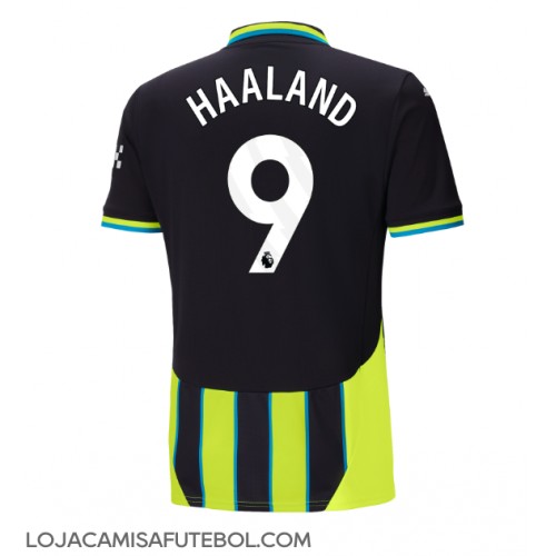 Camisa de Futebol Manchester City Erling Haaland #9 Equipamento Secundário 2024-25 Manga Curta